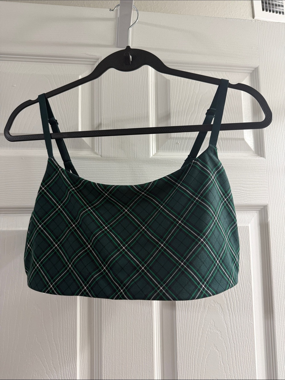 PINK Victoria's Secret Green Plaid Bandeau with Straps